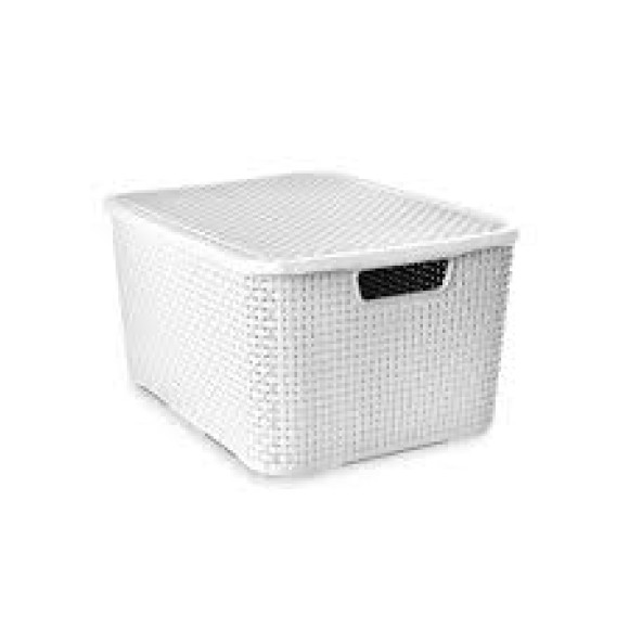 ORGANIZADOR RATTAN C/ TAMPA 07 BRANCO