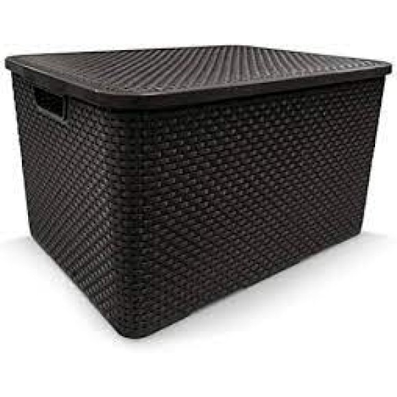 ORGANIZADOR RATTAN C/ TAMPA 15 LTS PRETA