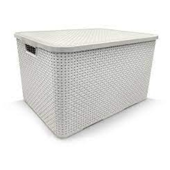 ORGANIZADOR RATTAN C/ TAMPA 20 BRANCO