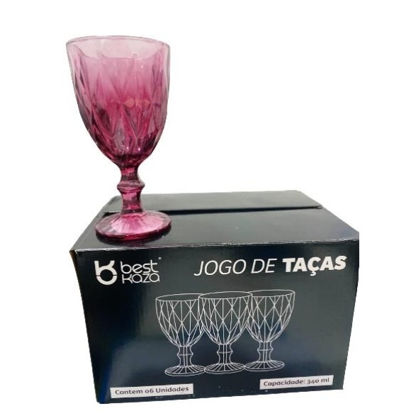 TACA DE VIDRO DIAMANTE MARSALA 340ML CX C/6