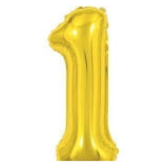 BALAO NUMERO 1 DOURADO 40CM PCT C/10 UNID